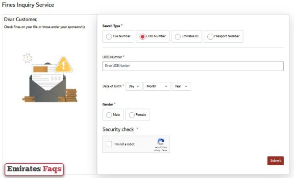 How to check overstay fine reduction by UDB Number via GDRFAD site