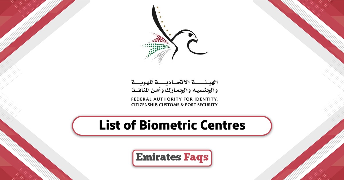 Complete List of Biometric Centres in UAE 2025