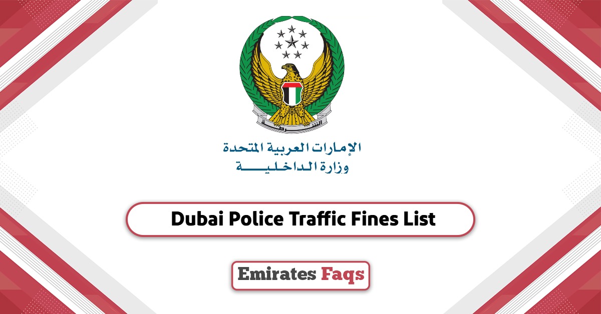 Dubai Police Traffic Fines List 2025